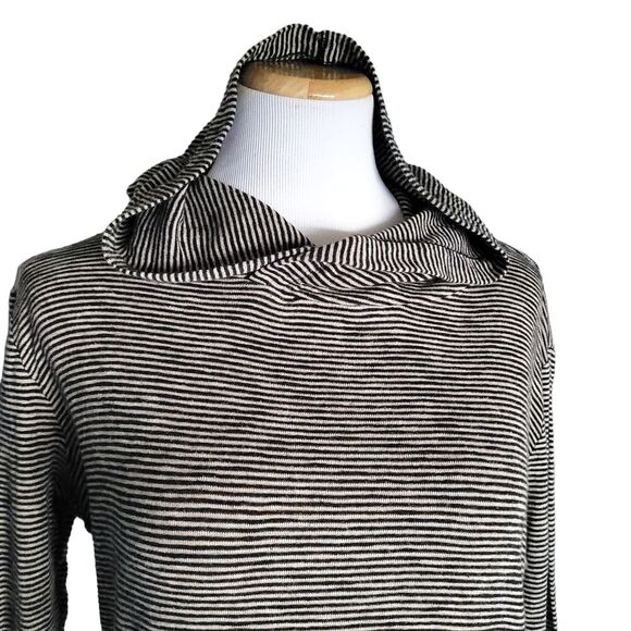 J.Crew 100% Cotton Pullover Hoodie Black And White Women's Medium - Picture 4 of 10